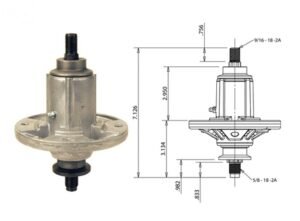 Spindle Assembly for John Deere X107: AUC15811, GY21098